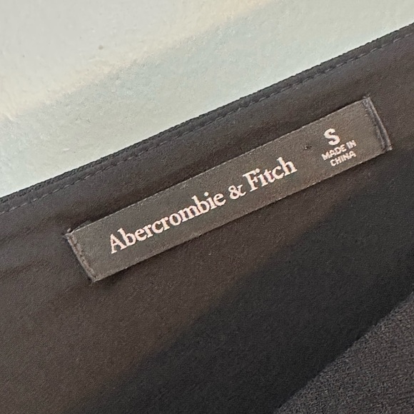 Abercrombie & Fitch Plunge V-Neck Midi Dress Sleeveless Side Slit Crepe Black, S - Picture 7 of 12